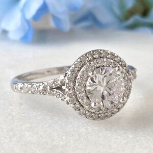 Round Halo Ring - 925 Sterling Silver Charmed Aroma Halo Promise Ring